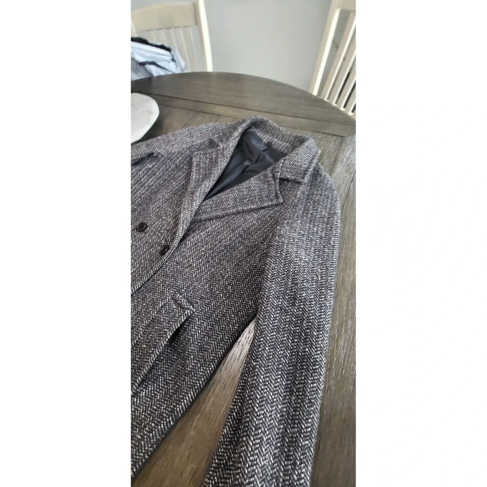 Vintage‎ Tweed Double Breasted Overcoat Top Coat Trench Jaguar USA made Size 16